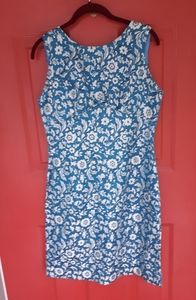 Vintage blue & silver brocade cocktail dress